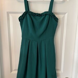 Speechless Emerald Green Ruffle-Trim Formal Dress